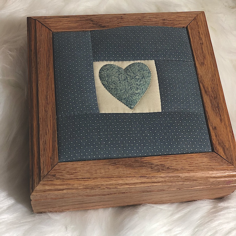 Vintage wooden box with quilted top